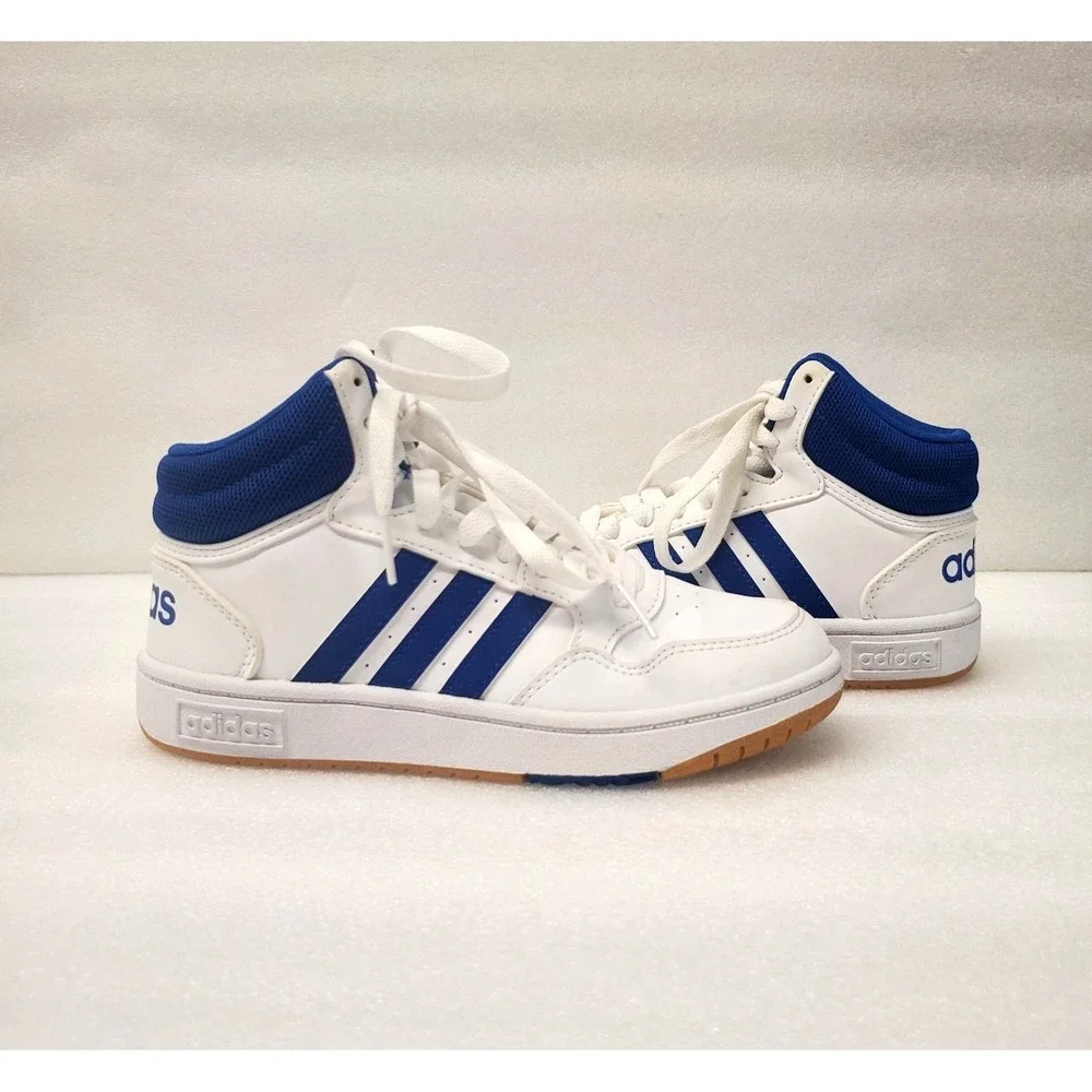 Adidas Hoops 3.0 Kids White Royal Blue Size 1